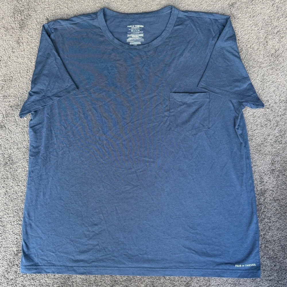Pair of Thieves Mens XXL Blue Short Sleeve Pocket T-Shirt Cotton Blend Crewneck